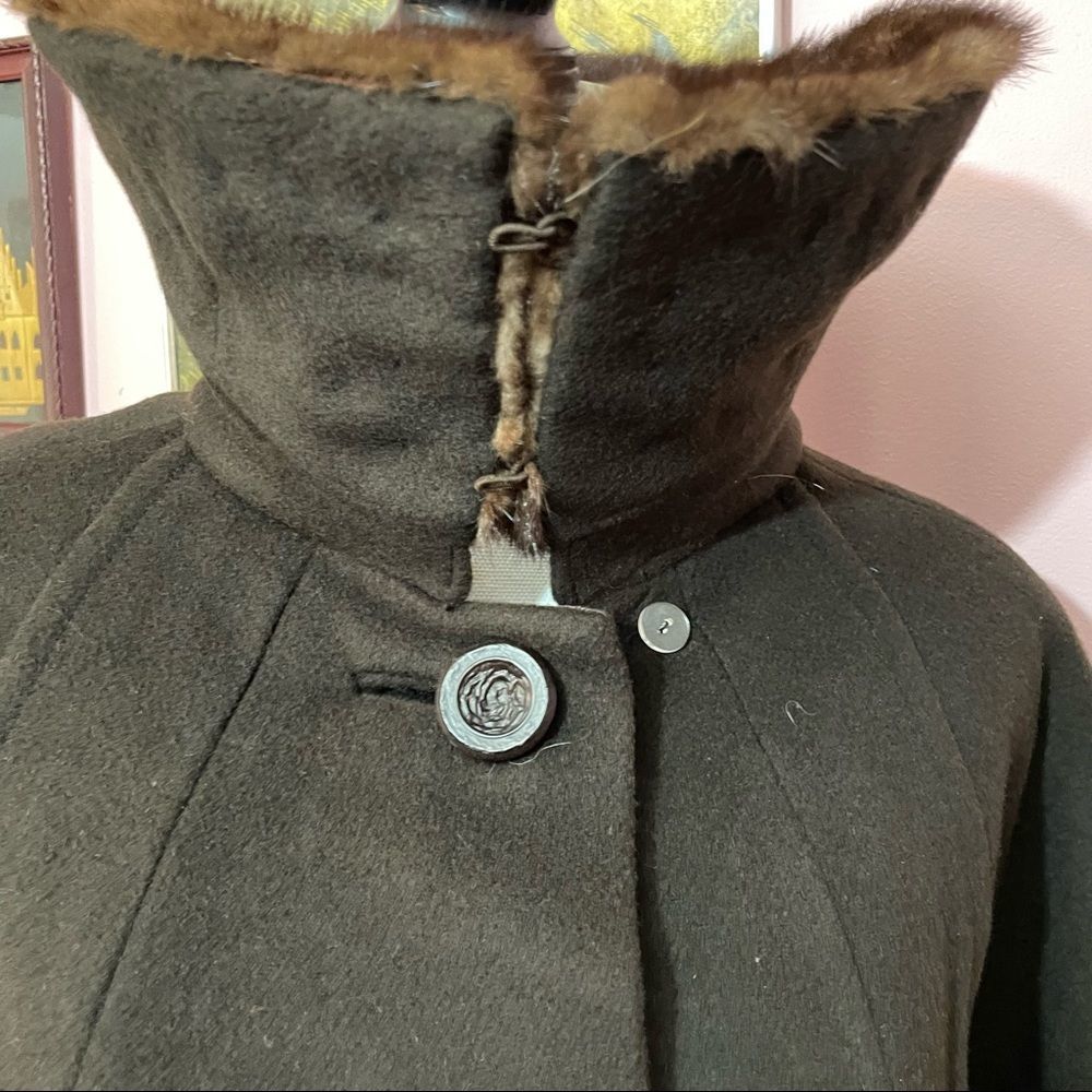 Vintage Bonwitt Teller Junior Forecast Wool Coat with Mink Fur Trim - Picture 13 of 16